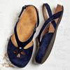 Summer Women Sandals Leather Flat Sandals Round Toe Female Casual Ankle Strap Hollow Sandals Elegant Soft Beach Sole Woman Shoes