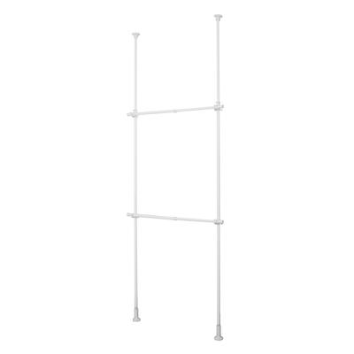 HEIAN SHINDO TNP-3, 2-stufige wandmontierte Kleiderstange, ausziehbar, weiß, Breite 56-95cm, Höhe 200-275cm, Heian Shindo Kogyo