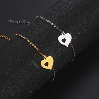 Colgante De Corazón Hueco Para Mujer Pulseras De Acero Inoxidable Cadena De Dijes De Moda Romántica Joyería De Amigos Regalos Exquisitos