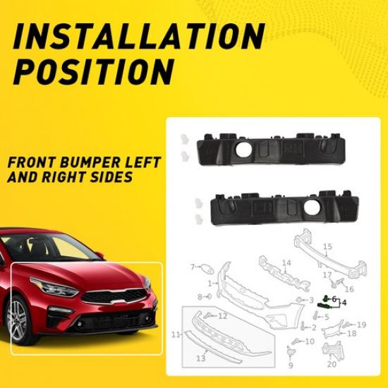 Pair Right Left Side Front Bumper Support Brackets For - Kia Forte