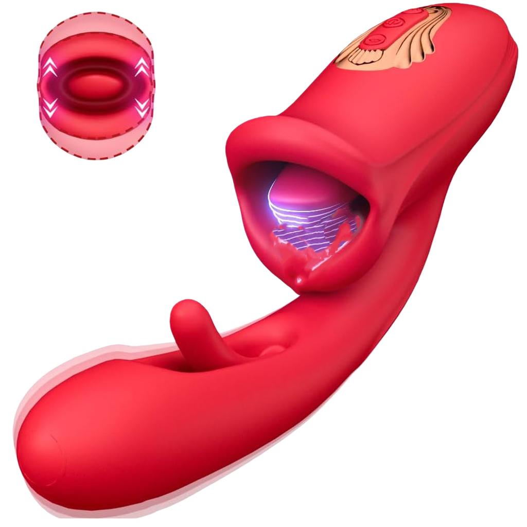 Female Sucking Tongue Licking Dildo Vibrator Clitoris Nipple G-spot Pussy Stimulator Vagina Anal Masturbator Sex Toys Silicone Telescopic Massager