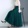 Spring Autumn Summer Holiday Beach Women Long Midi Skirt Ladies Elastic High Waist Tulle Mesh Pleated Tutu Skirt