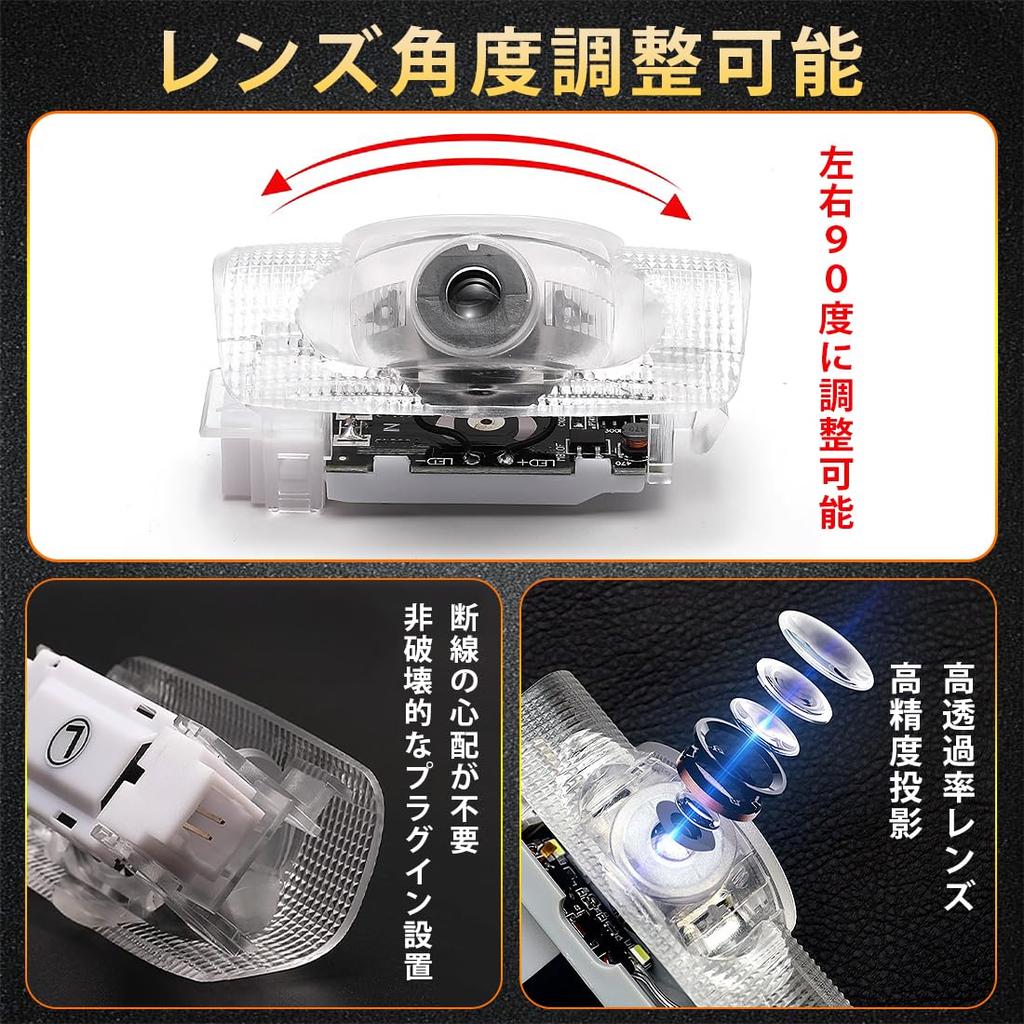 Rakulife Door Welcome Lights for Toyota Alphard 40 Courtesy and Vellfire 40 Series LED Logo LED Lamp Projection Energy Easy Set of 2 Series, Lamps,