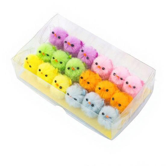 Mini Plush Easter Chickens Furry Fake Pom Chicks Miniature Farm Animals Figurine for Party Favors DIY Crafts Table Decoration