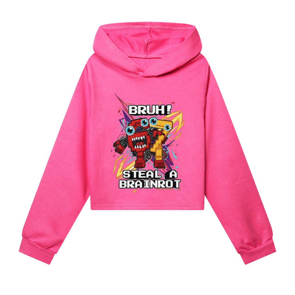 

5227 Kids Girls Steal a Brainrot 67 Six Seven Printed Casual Long Sleeves Hoodies Sweatshirt Top 170cm рожевий червоний колір