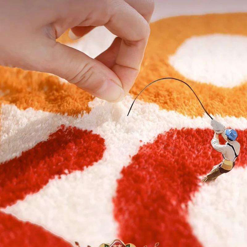 Cartoon Style Rugs for Bedroom Christmas Living Room Decoration Red Carpet Round Thickend Lounge Floor Mat Fluffy Soft Plush Rug