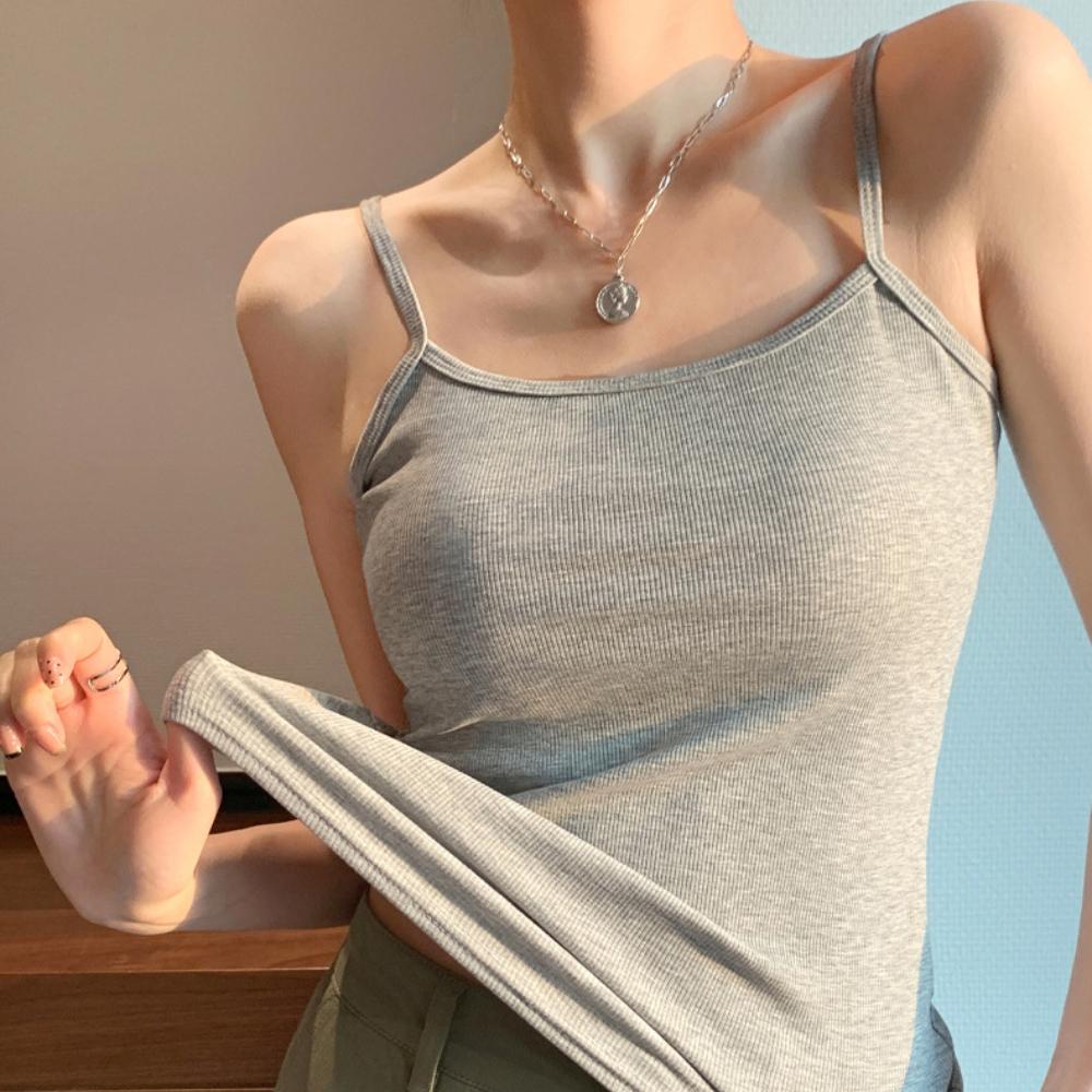 U Neck Knit Tank Top Straps Crop Tops Women Summer Camis Solid Color Yoga Camisole Fashion SportsTube Female Sleeveless Cropped Y2K Girl Clothes