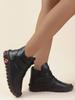 Botines de Invierno Forrados de Felpa para Mujer - Con Cordones, Punta Redonda, Cierre de Velcro, Tallas Grandes