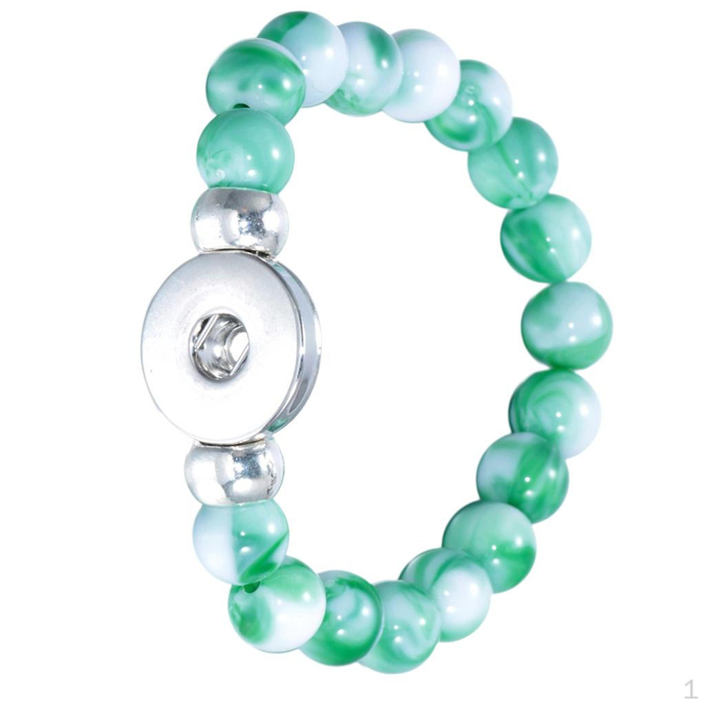18mm Resin Beads Bangles Snap Button Bracelets Jewelry Making Kit Gifts 23cm