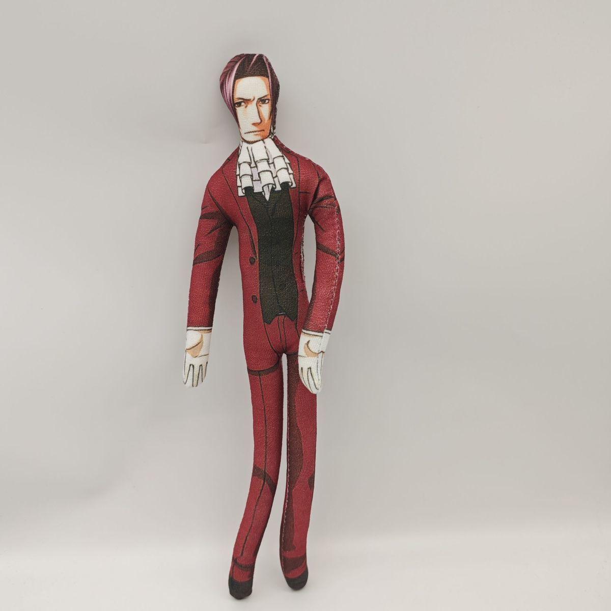 Spiel Ace Attorney Phoenix Wright Cosplay Plüschtier Mi Miles Edgeworth Körper Drahtskelett Action Plüschtiere Zubehör Geschenke 28cm gray