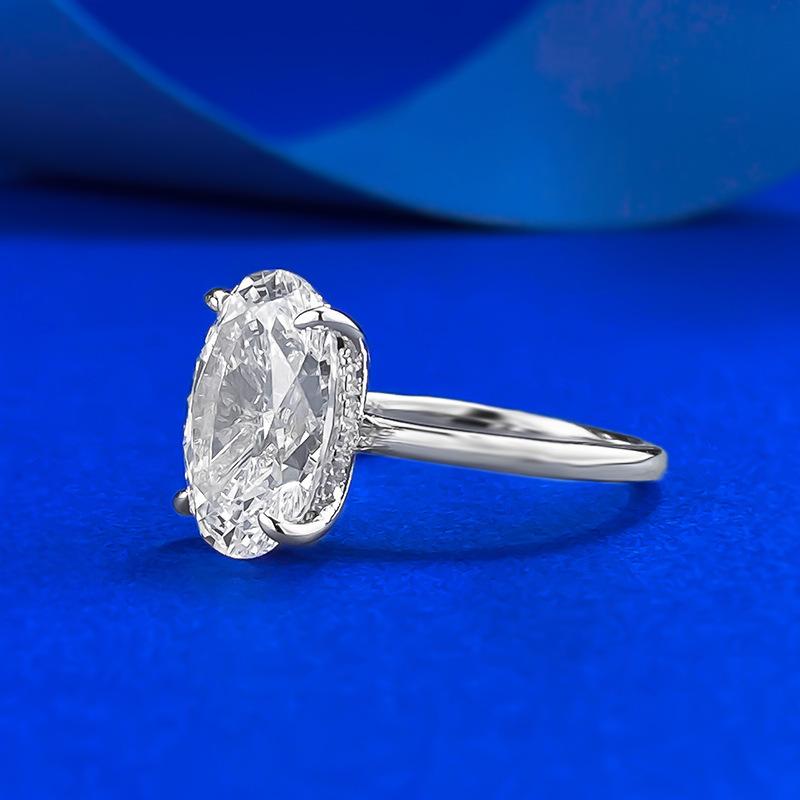 Jewelry Four-Claw Inlaid 9 * 13Mm Pigeon Egg Diamond Ring Marriage Proposal Engagement Girlfriend Ring