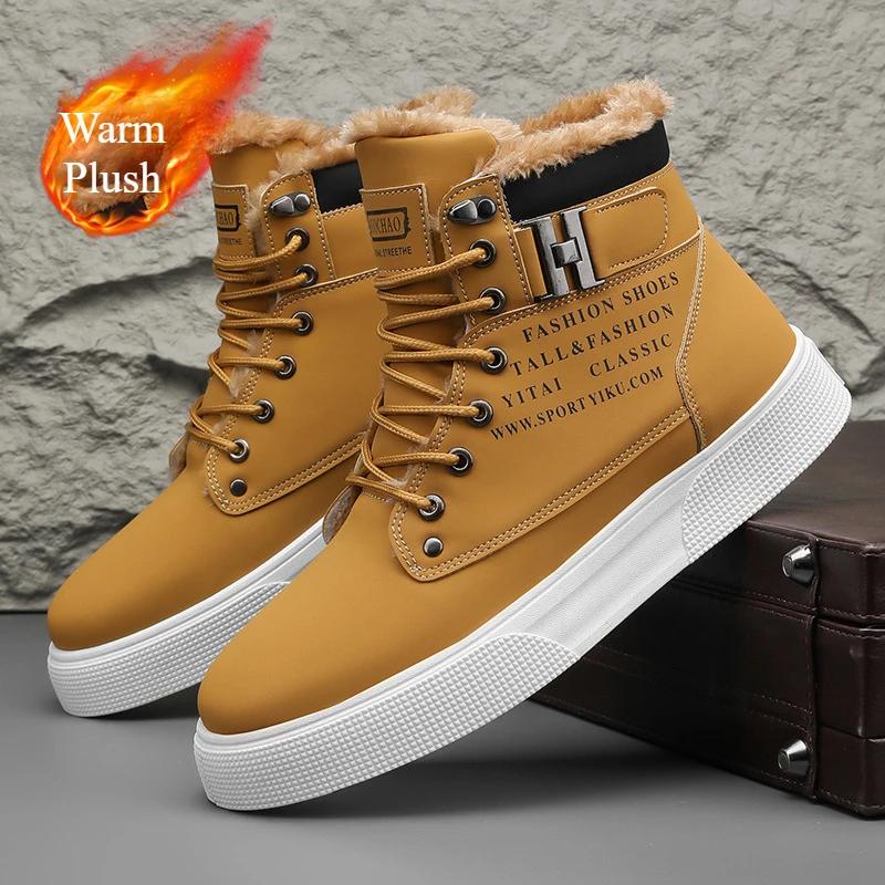 

2025 Новые мужские ботинки Зимние плюшевые мужские сноубутсы Модные высококачественные повседневные спортивные туфли Уличные водонепроницаемые мужские ботильоны 45 хаки