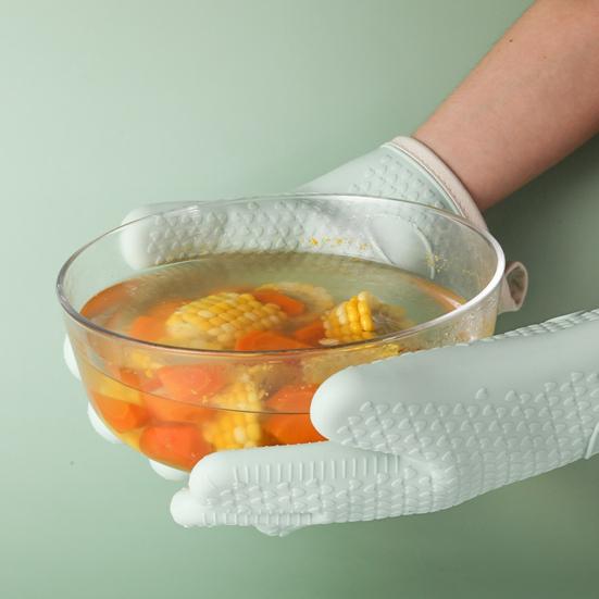 2Pcs Silicone Oven Mitts Thick Heat Resistant Non Slip Cast Iron Pan Gloves Safe Kitchen Gloves for Cooking And Baking