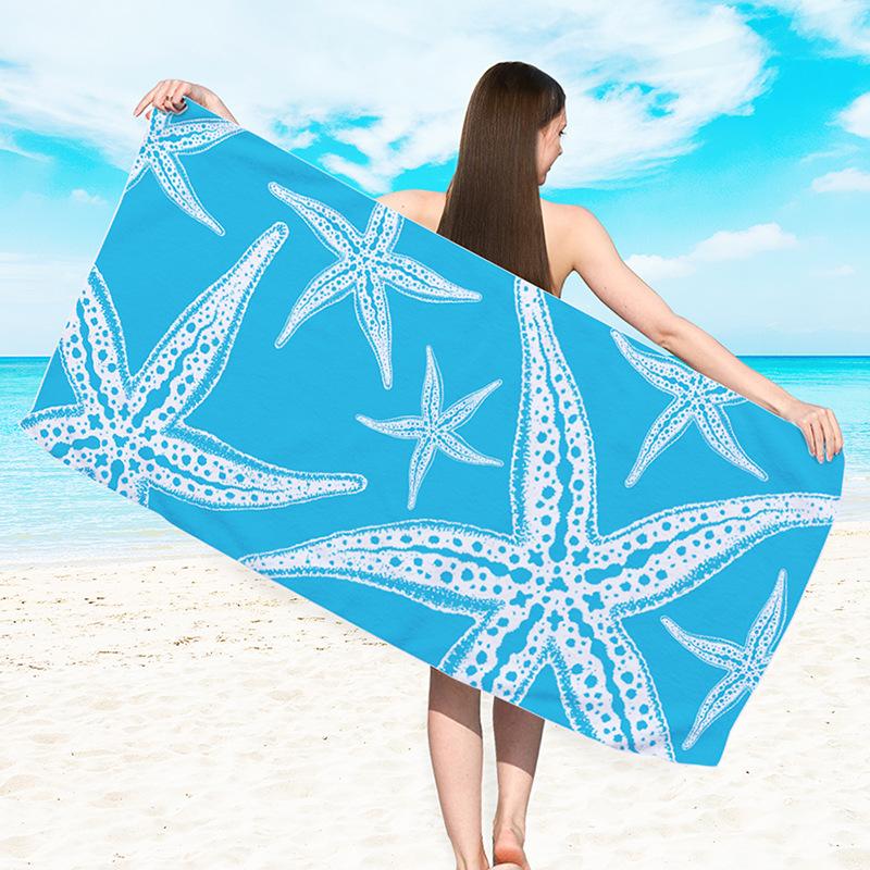 Starfish Beach Towel Pink Ocean Style Microfiber Sand Free Quick Dry Bath Towel for Summer Travel Pool