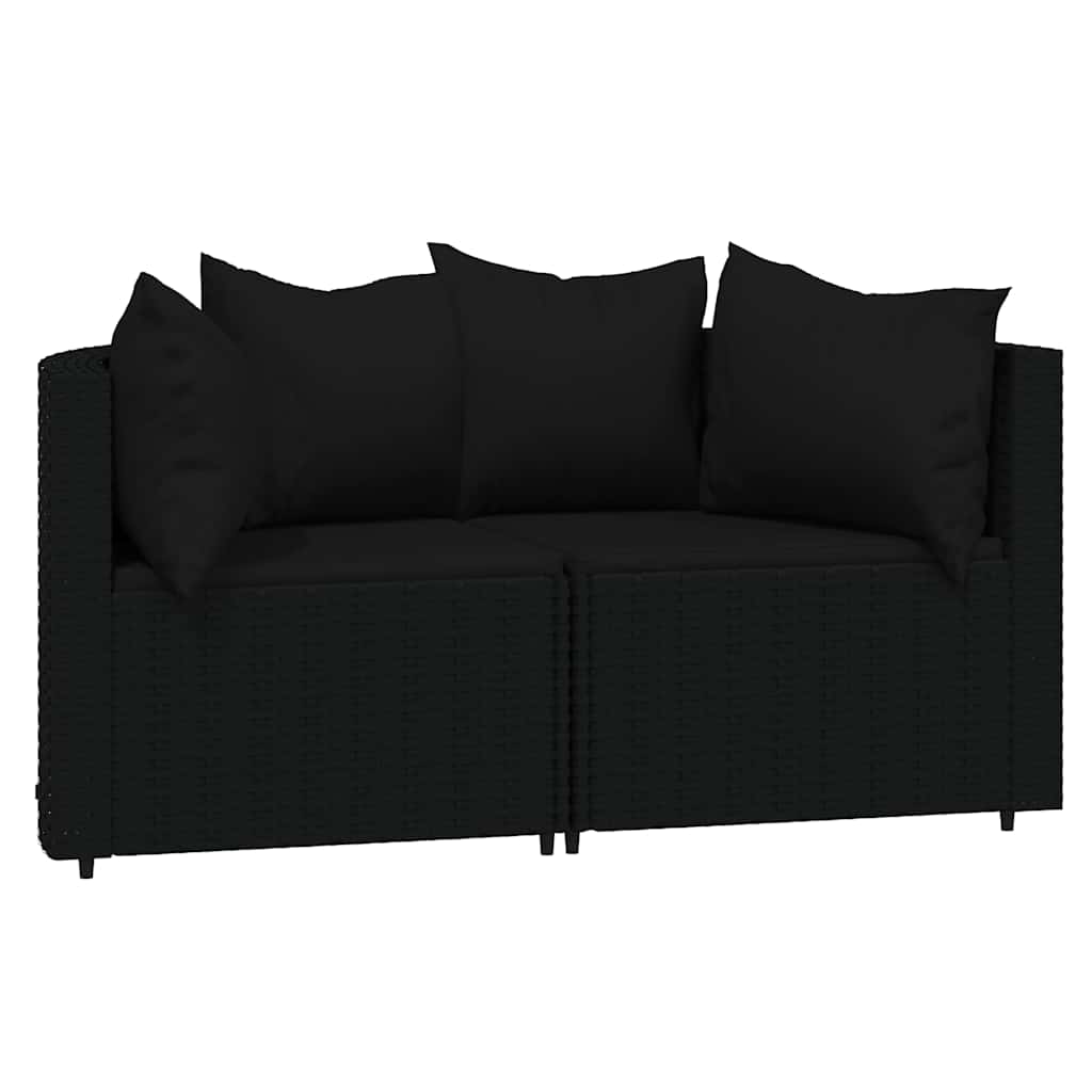 Vidaxl Corner Sofa Modules With Cushions, 2 Pcs, Black, Poly Rattan
