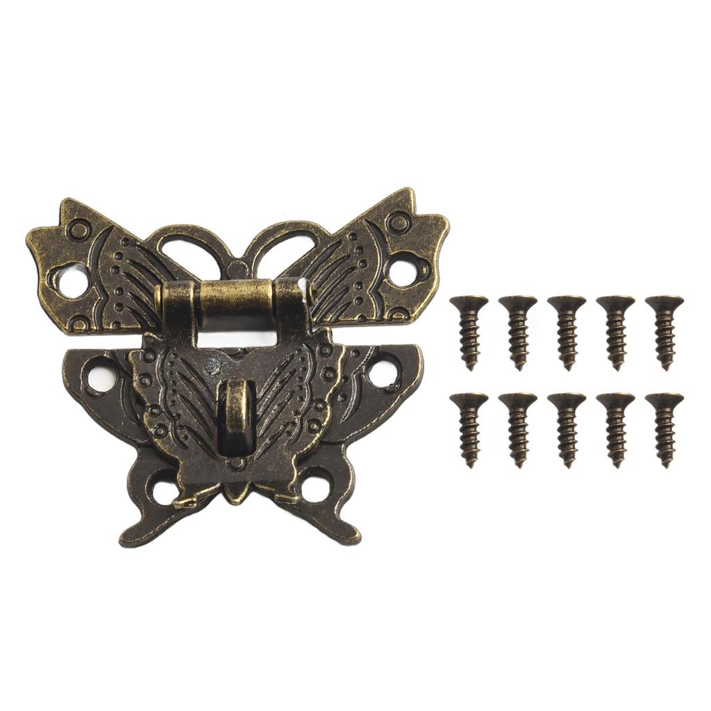 Antique Bronze Lock Butterfly Design Hasp Latch Jewelry Box Lock