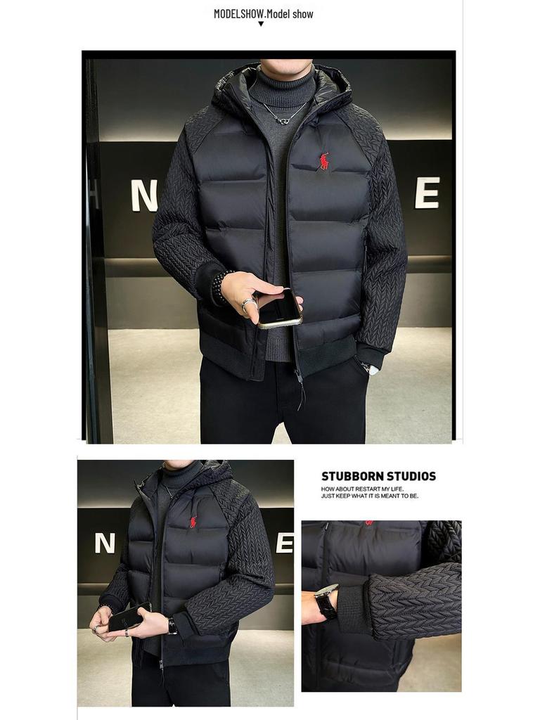 Men's Winter Light Luxury Hooded Down Jacket - Versatile Business Fashion Trend Coat