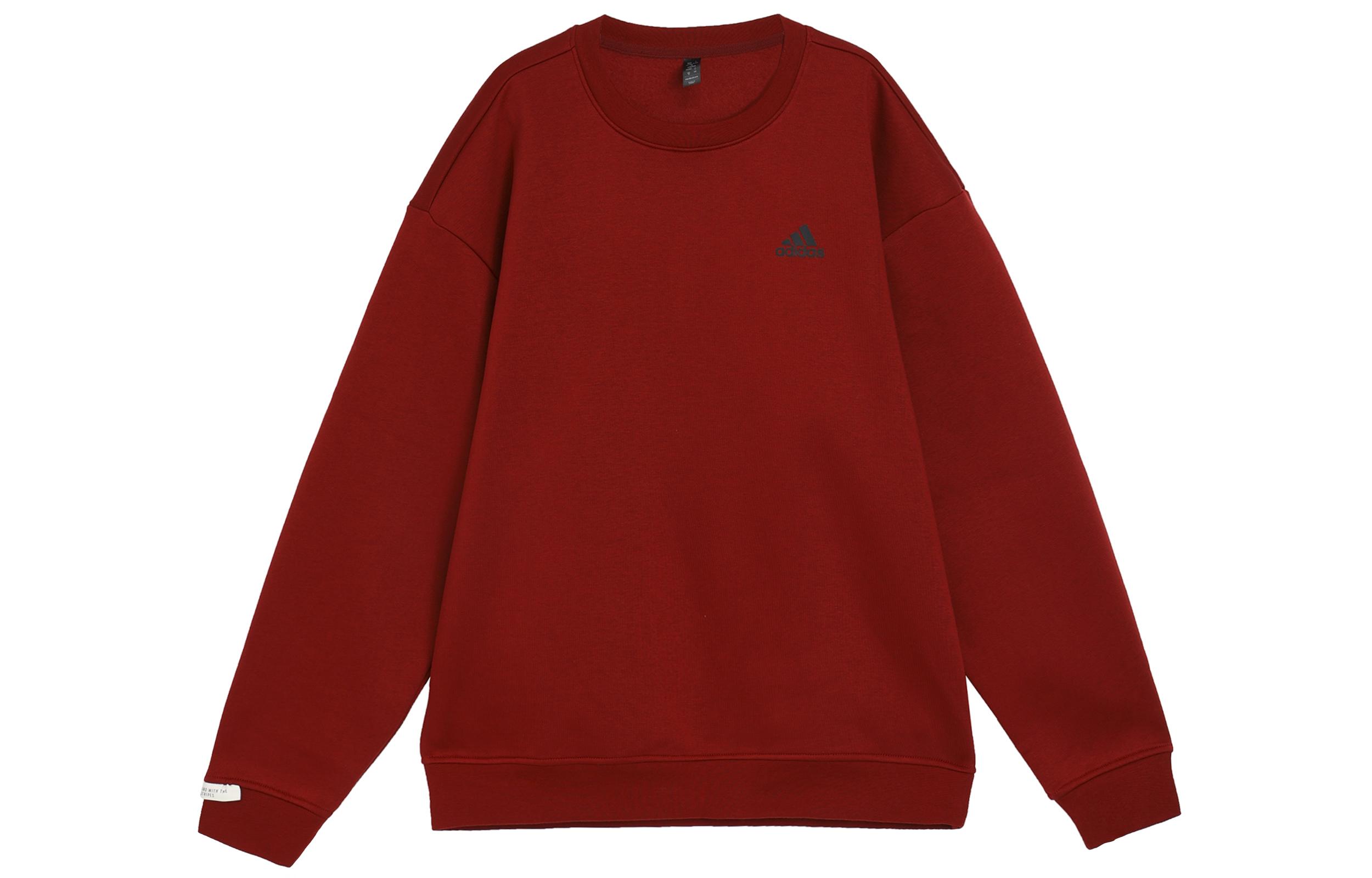 

Adidas LABEL Crew Neck Comfortable Casual Couple s Fleece Lined Long Sleeved Sweatshirt Unisex Red JM9095 2XL