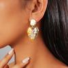 Imitation Pearl Shell Twisted Geometric Love Silver Needle Earrings Vacation Style Retro Earrings