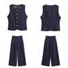 2025 Spring Women's Casual Denim Vest and Pants Set