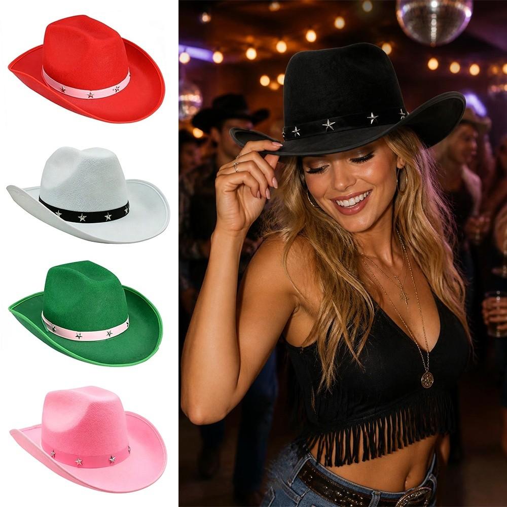 Star Decoration Western Cowboy Hat Felt Western Fedora Trendy Jazz Hat  Outdoor Photos