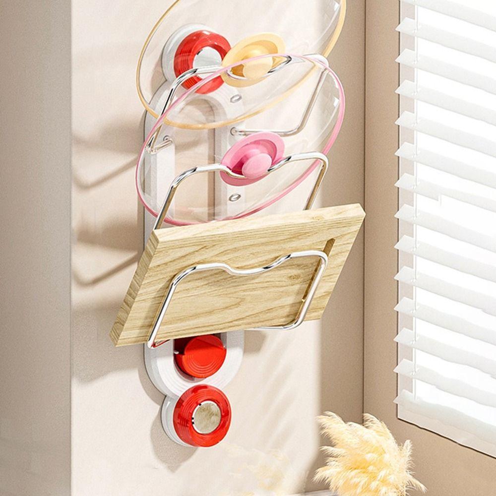 Punch Free Suction Cup Pot Lid Rack Space Saving Cutting Board Holder  Kitchen