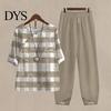 Spring And Summer Printed Outfit 2 Pcs/Set Women T-shirt Pants Set Homewear Floral Print Round Loose Style Sleepwear Neck Half Sleeve Top Wide