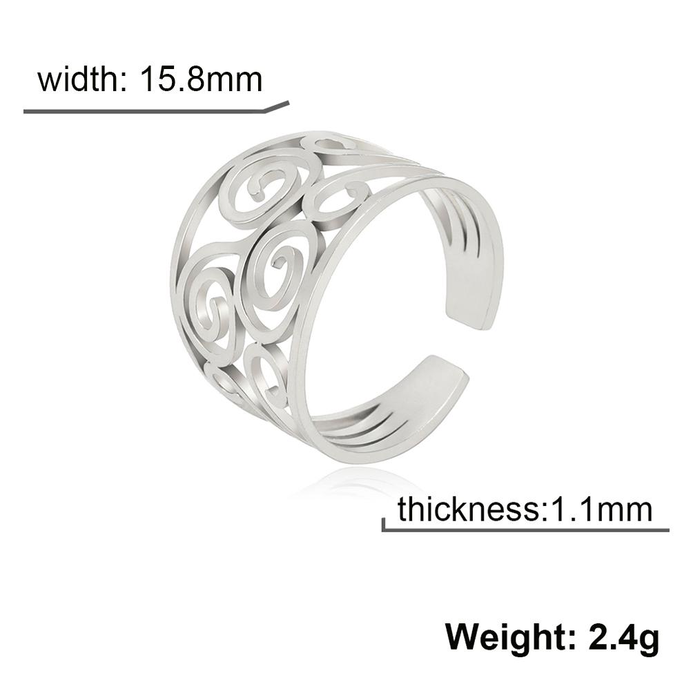 Vintage Filigree Flower Ring Women Open Adjustable Stainless Steel Aesthetic Rings Jewelry Wedding Engagement Gift