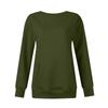 Damen Casual Fashion Bequeme Langarm Einfarbig Rundhals Taschen Pullover Tops