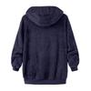 Women's Fashion Stitching Loose Hoodies Long Sleeve Plush Zipper Coat