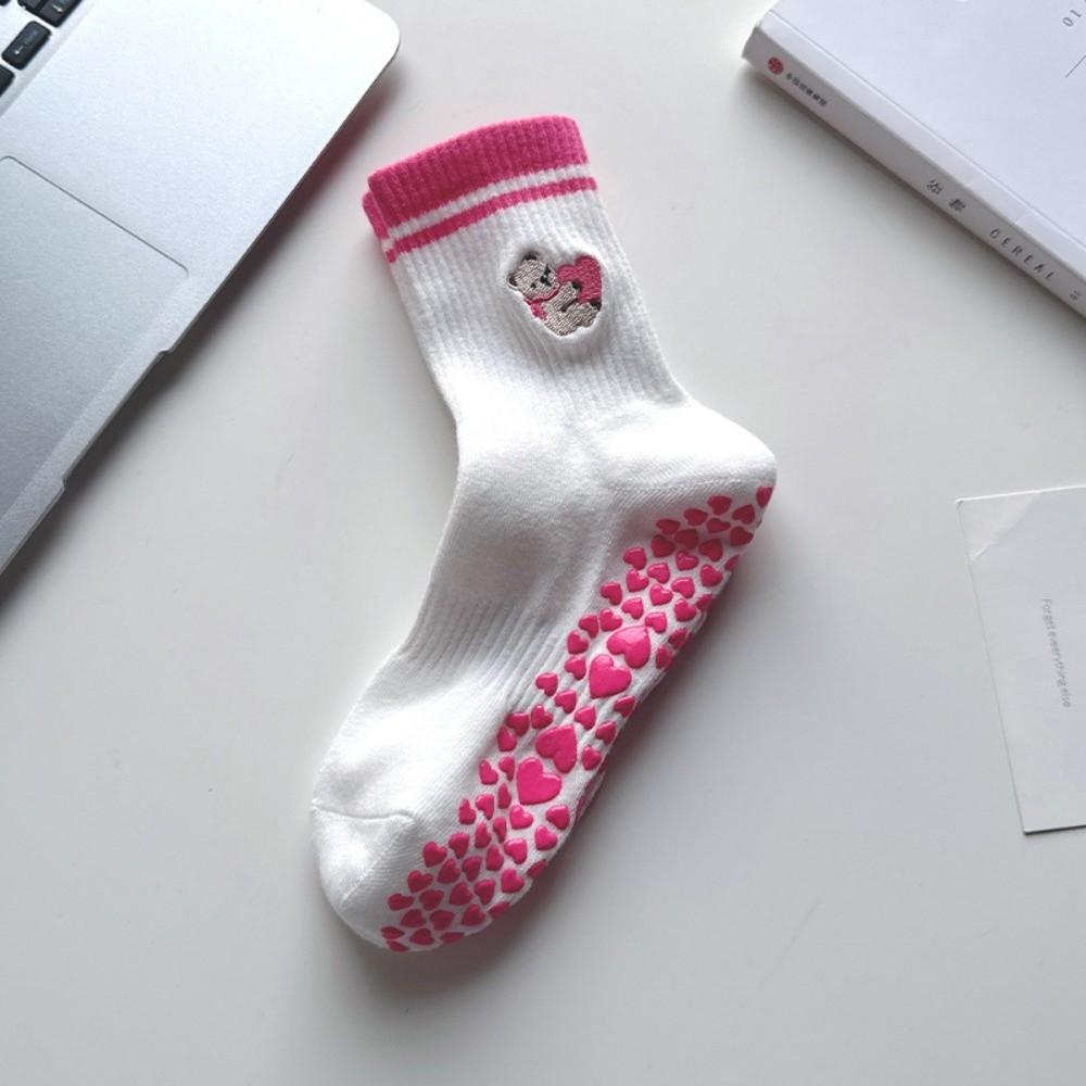 

Cotton Pilates Socks Non-Slip Grip Mid Tube Socks Trendy Yoga Socks for Women рожевий червоний колір