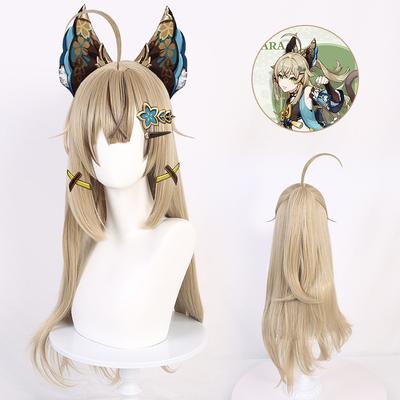 Genshin Impact Cosplay Kirara Cosplay Wig 75cm Long Light Linen Heat Resistant Synthetic Hair Game Anime Cosplay Wigs + Wig Cap