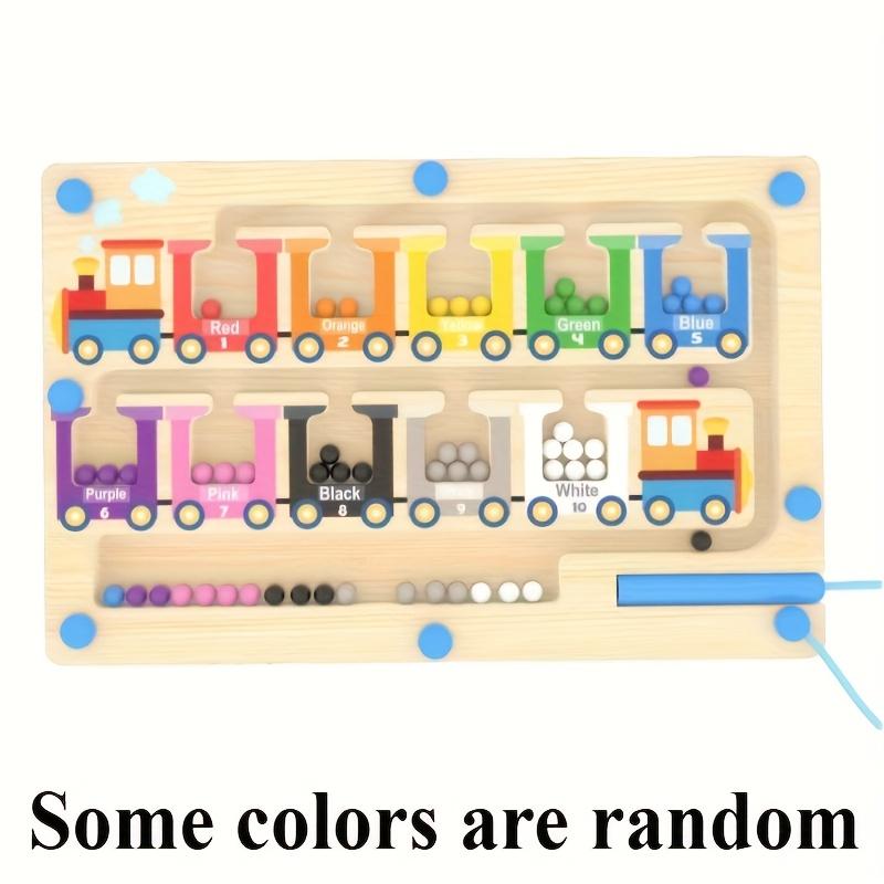 

Магнитный деревянный лабиринт с поездом, игрушка с сортировкой по цвету и цифрам, развивающая игра-головоломка для улучшения координации рук и глаз, интерактивная обучающая игрушка Train Maze