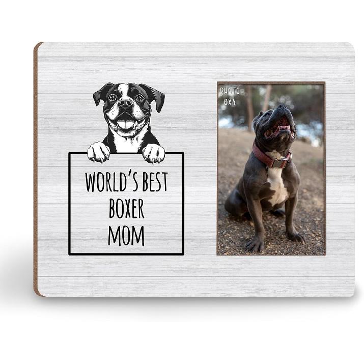 KU-DaYi World s Best Dachshund Dog Mom 8x10 Picture Frame, Weiner Dog Mom Gifts for Women Lovers Owner, Best Pet Dogs Mother Wall & Tabletop Wooden boxer