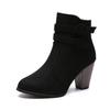 Damskie Buty Zamszowe Krótka Cholewka Zamek Boczny Sztuczne Krótkie Futro Średniej Wysokości Obcas Grubszy Obcas Gumowa Czubek Szpiczasty Modne Buty