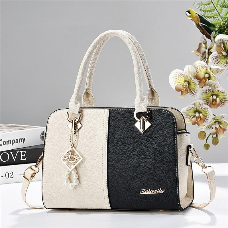 Women’s Spliced Color Block Minimalist Top Handle Bag, Fashion All-Match Shoulder Crossbody Purse