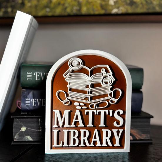 Personalized Library Sign 3D Bookshelf Book Store Decor for Home Library or Reading Nook Bookish Gifts for Book Lovers Reader Women Students