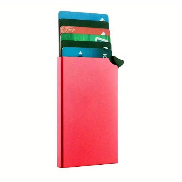 

Мужской алюминиевый держатель кредитных карт, держатель RFID-карты, мужской кошелек, мини-упаковка, металлический кошелек красный