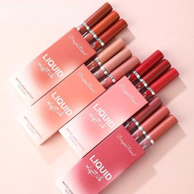 Make-up 3 Farbe Matte Lip Glasur Set Matte Wasserdichte Antihaft Tasse Air Samt Lip Gloss Lippenstift Set Box