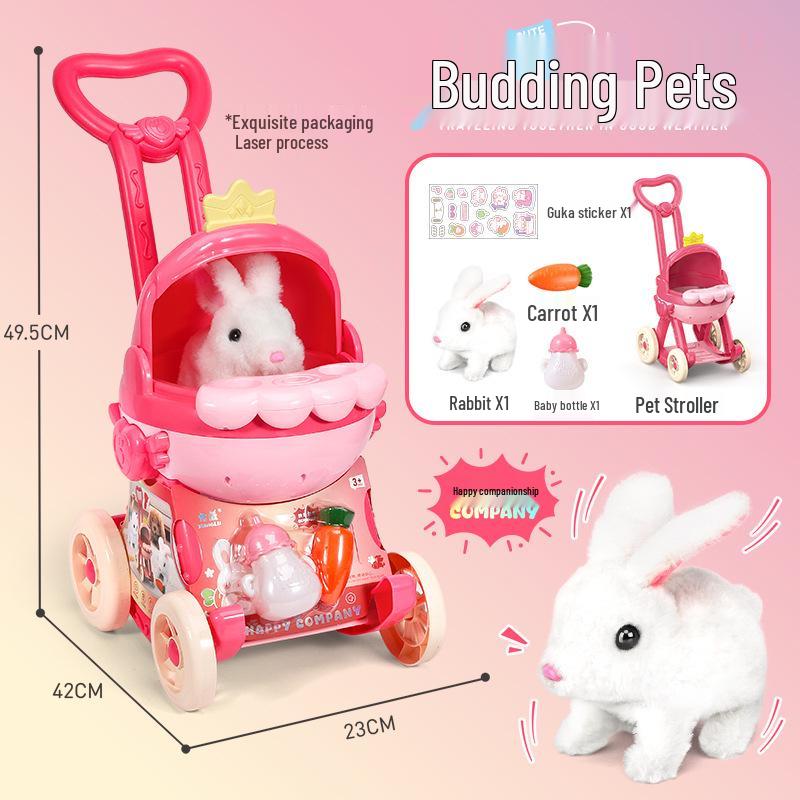 Children's Role-Playing Pet Stroller: Walking and Barking Electric Plush Doll