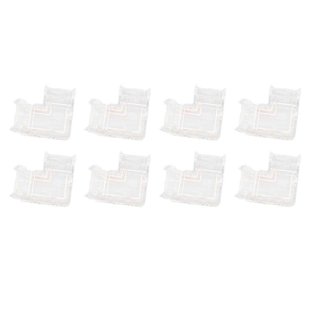 8pcs Solderless COB Connector Transparent L Shaped Connector For Double Color LED Strips