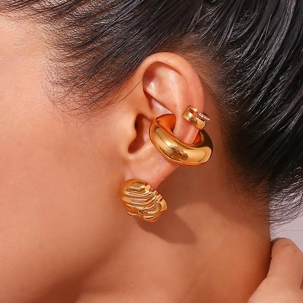 Vintage Stainless Steel Geometric Irregular Undulating Pattern Earrings 18K Gold-Plated Irregular Earrings Exquisite Fashion Jew