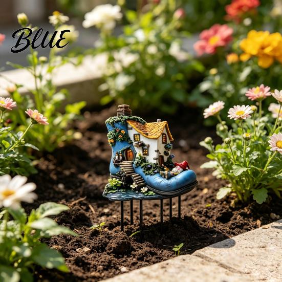 Sunproof Garden Decoration Yard Elf House 2D Stake Gnome Boot Acrylic Shoe Decor Decorative Sign for Outdoor Courtyard Lawn