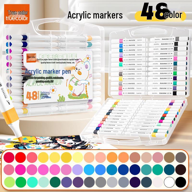 Non-Bleeding True Color Watercolor Marker Pens for Kindergarten Art - Safe & Stackable Acrylic Brushes