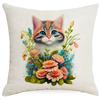 Cute Kitten Printed Watercolor Pillowcase Home Living Room Sofa Cushion Pillowcase
