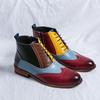Herren Europäischer Stil Hohe Oxford Leder Patchwork Schnür-Knöchelboots