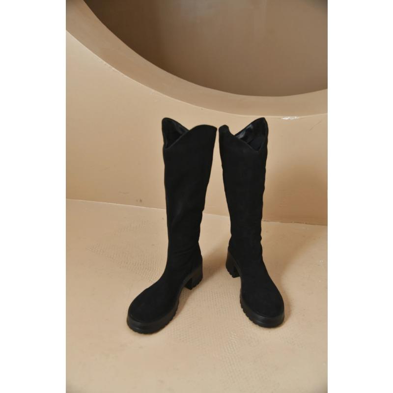 Soring осень новый стиль женские высокие каблуки длинные сапоги резиновый материал ниша — фото 6