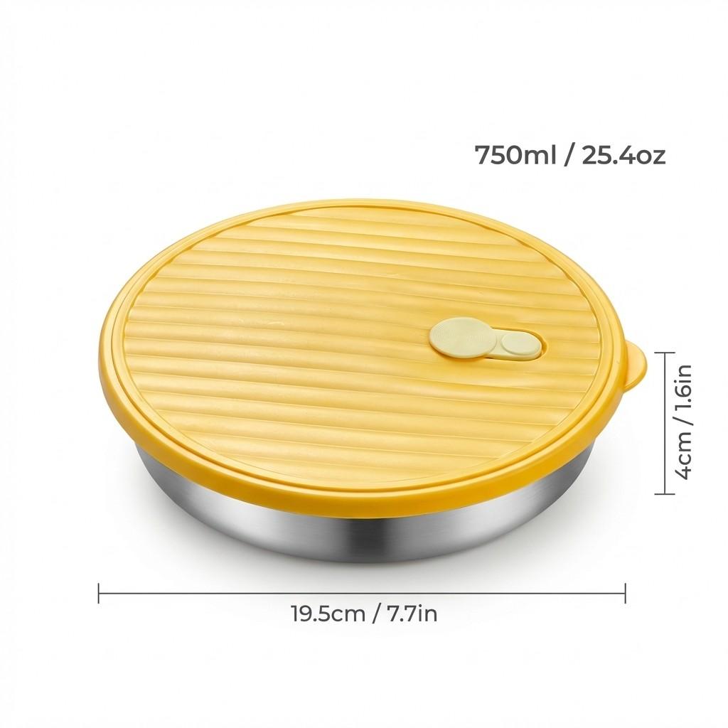 

Reusable Round Deepen Dinning Plate 3 Grids 304 Stainless Steel Food Plate Dish Durable Salad Plate With Lid Dishwasher Safe