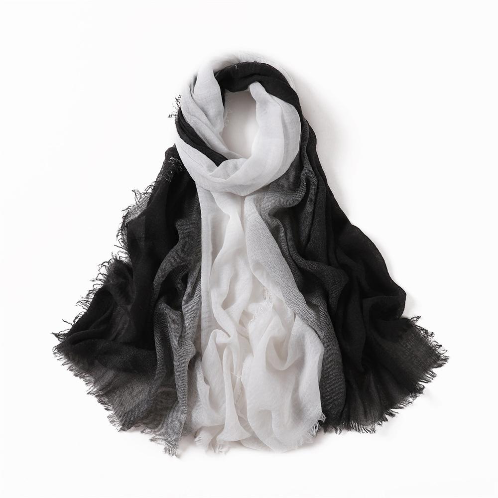 Women Gradient Cotton Linen Scarf Summer Girl Colors Patchwork Sunscreen Scarves Soft Shawl Foulard Viscose Wrap Shawls New