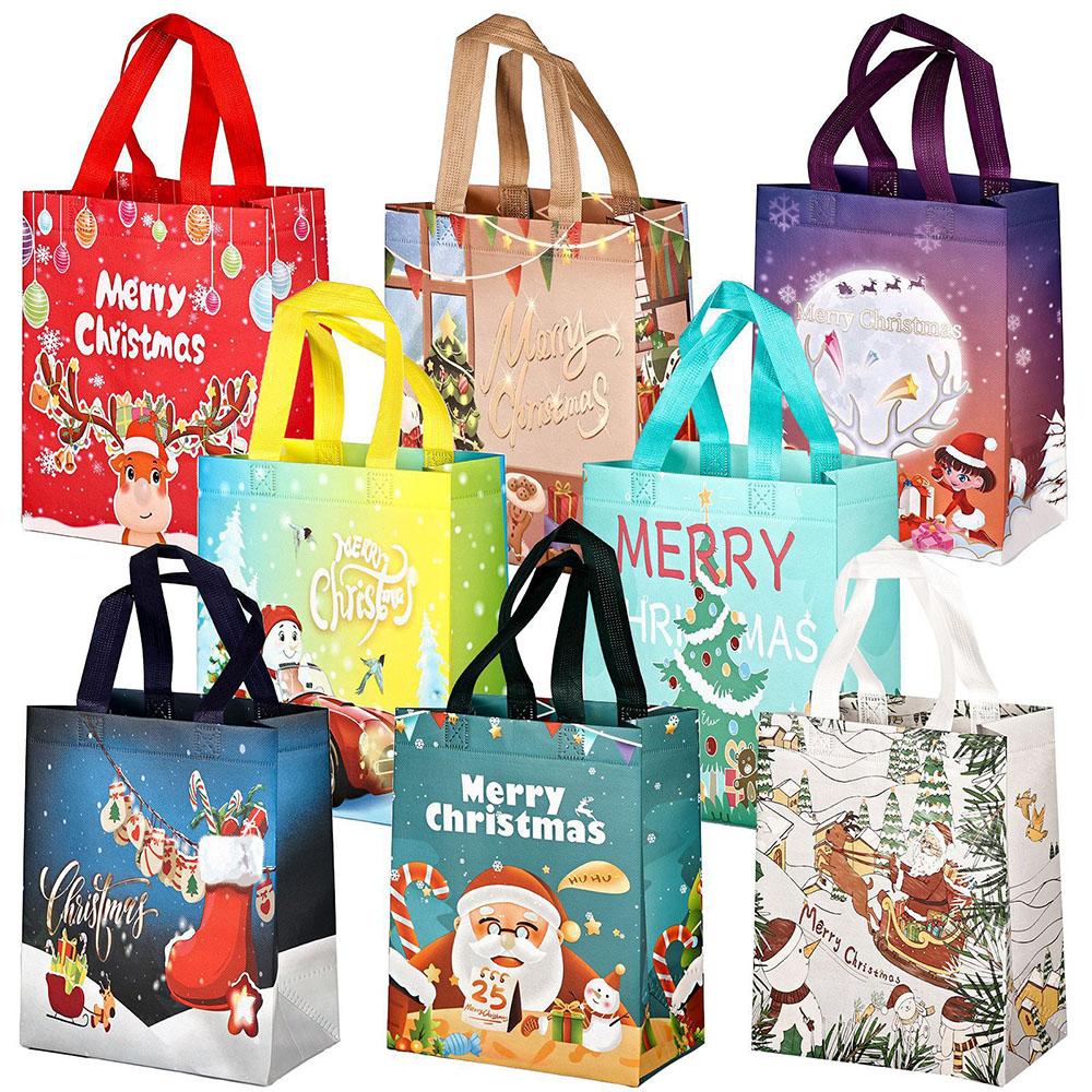 Non-Woven Tote Bag Non-Woven Snowman Gift Holder Cartoon Santa Bag Printed Christmas Packaging Bag For Christmas Eve Family